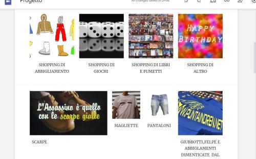 Sezione del sito con i prodotti